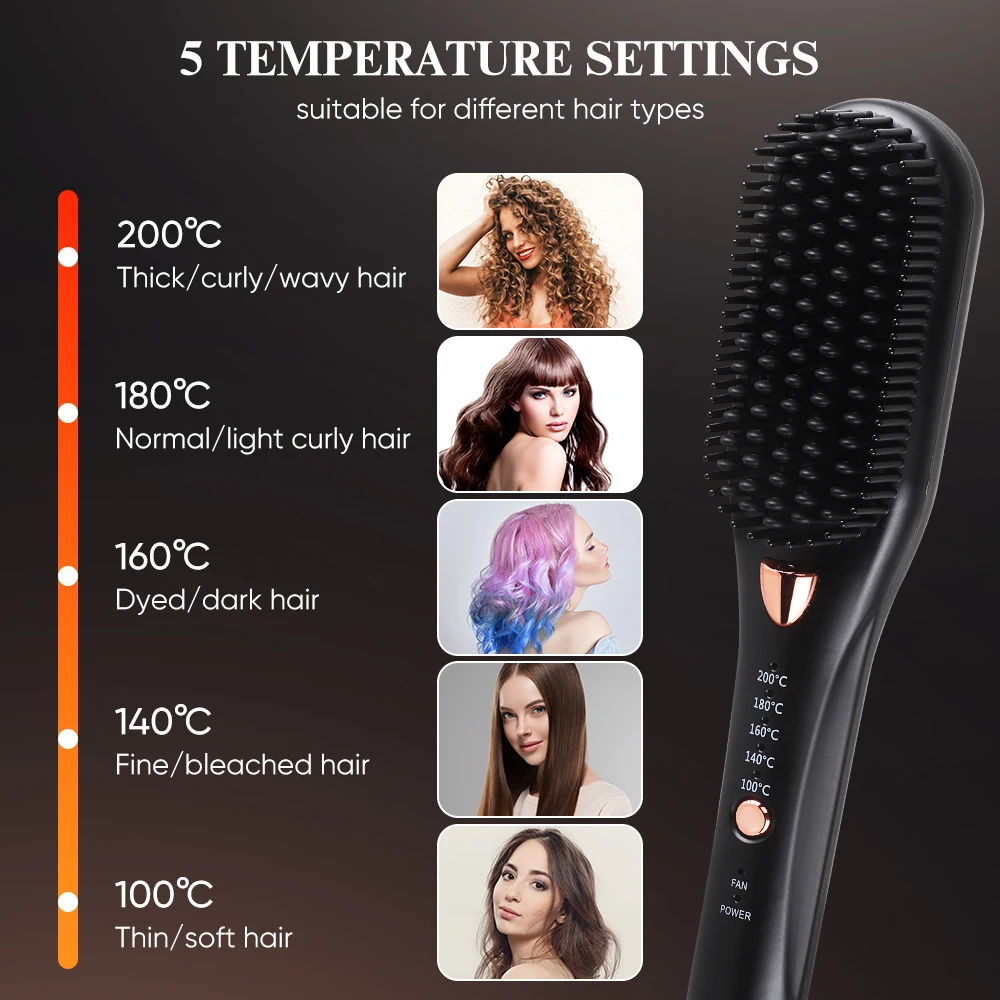 Hot Air Brush Cordless Hair Straightener Brush Hot Comb Hair Flat Iron