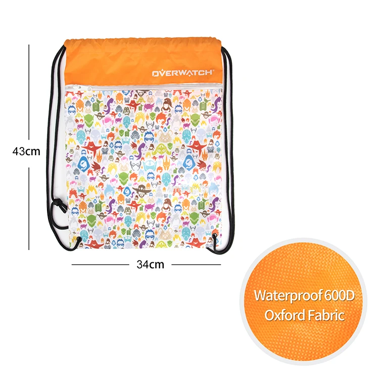 Custom Logo Oxford Student Drawstring Backpack Bags 600 Polyester Cinch Sack