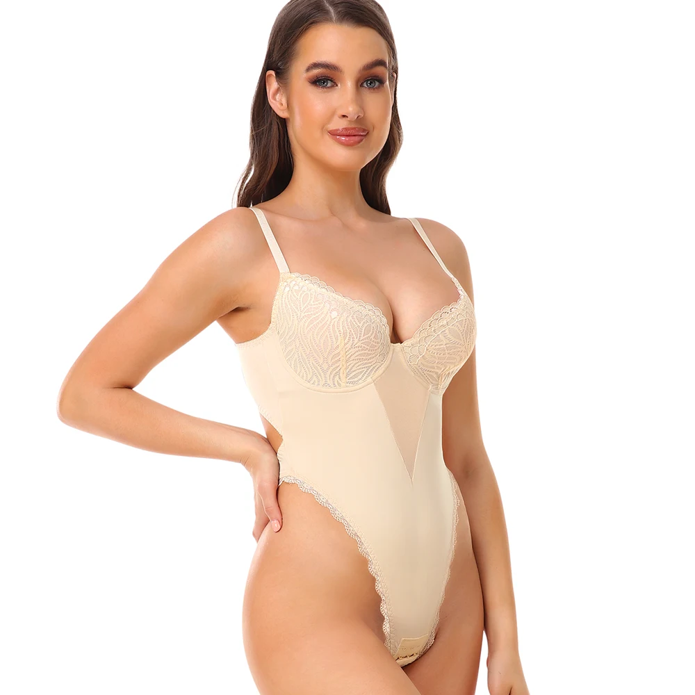 Seamless Lace Shapewear Bodysuit Thong For Women Thong Body Shaper Slimming Bodysuit With Built