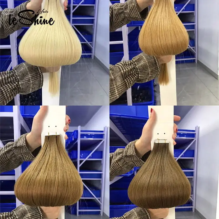 LeShine Salon Human Remy Injected Skin Weft Invisible Tape in Hair Extensions 100% Human Hair Russian Hair factory