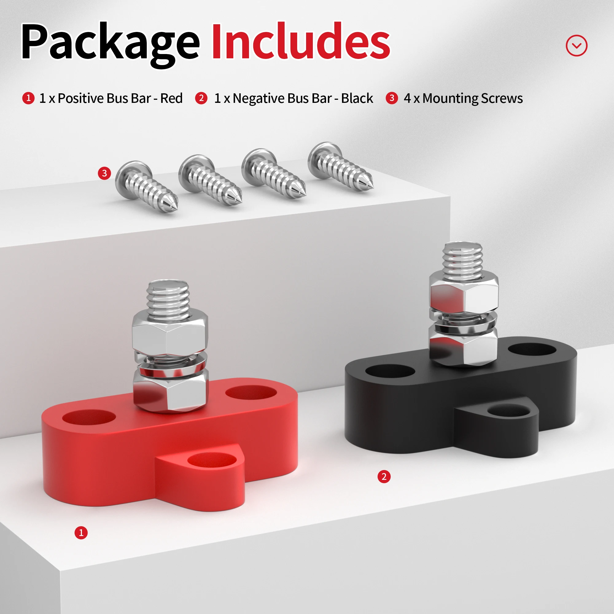 Red & Black Insulated Junction Block Terminal - M8 (5/16") Stud Power Post For Battery, RV, Truck, Boat