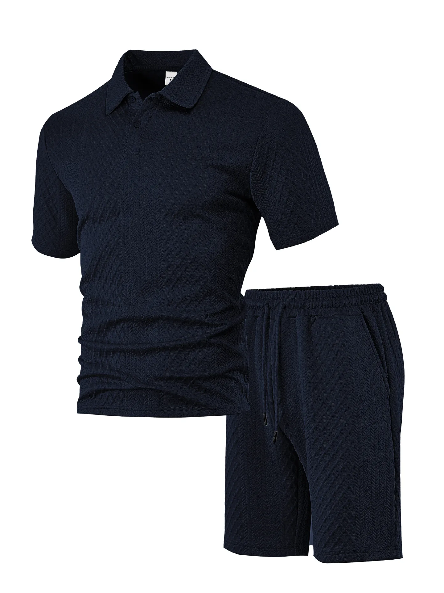 2026 New Style Men's Casual Suit Featuring a Lapel Patterned Texture Short Sleeved Polo aperçu 13