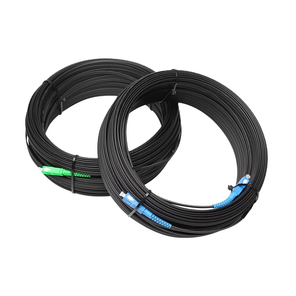 SC/PC APC Pigtail GJYXFCH Type Fiber Optic Drop Cable Patch Cord FTTH Flat Drop Cable FRP Strength Member