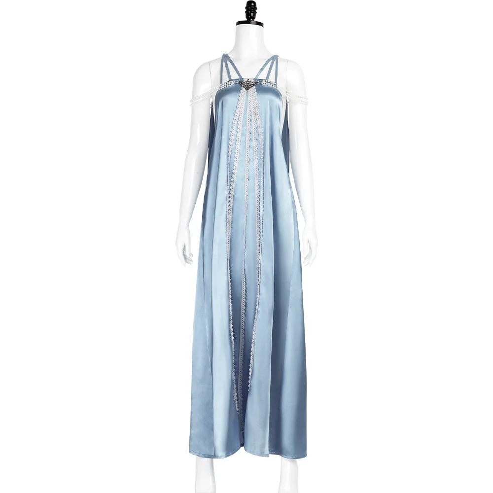 blue satin prom dress Elegant Light Blue Satin Prom Dresses 2024 Beaded Spaghetti Strap Form –  Viniodress