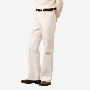 100% Pure Cotton Washed Retro Micro Flared Jeans Men's Casual High Waisted Loose Pants