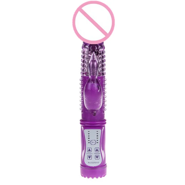 Battery Operated Purple Jelly Rabbit Vibrator Plastic Dildo Penis Vibrator  Women Vaginal Clitoris Stimulator Sex Toys for Women