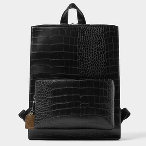 Custom Logo Luxury Croc PU Leather Black Mens School Laptop Backpack Bag Bagpack for Men Teen