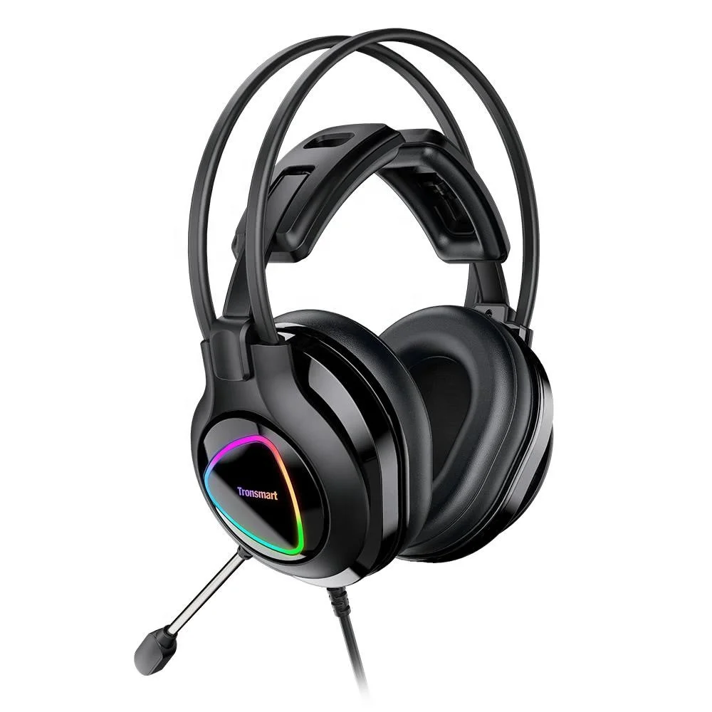 tronsmart glary alpha gaming headset with colorful led lighting