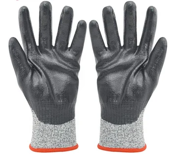 GG1005T HPPE Nitrile/PU Coated Level 5 Cut Resistant Safety Hand Glove Stab Puncture Proof Anti Cut Protective Work Gloves