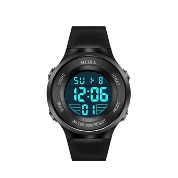 Olika Customizable Anti-Fall Waterproof Digital Watch for Kids Luminous Buckle Clasp 5ATM Water Resistance Acrylic