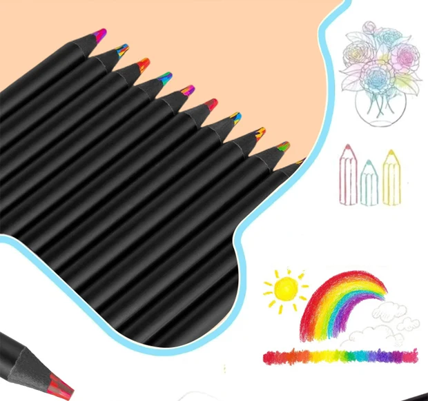 Art Colored Pencils 12 Color Rainbow For Coloring Book Arts Drawing_voghion.com