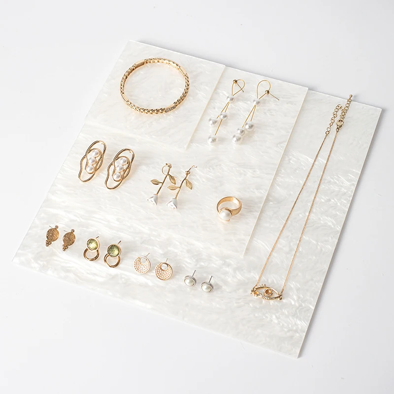 White Acrylic Blocks Jewelry Stand Holder Display Organizer for Bracelet Necklace Ring Earring Cosmetics Perfume