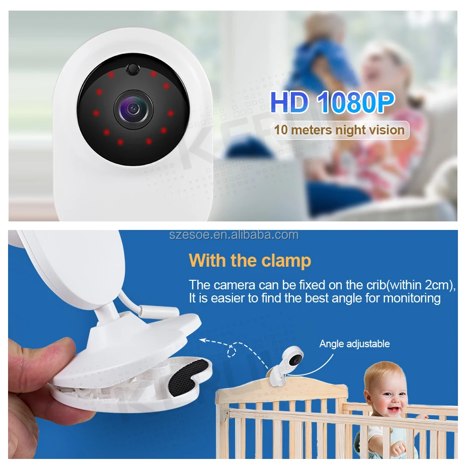 HD 1080P 4.3 inch LCD Screen IR Night Vision Wireless audio wifi baby Crying Detection Two Way Audio baby monitor wifi camera