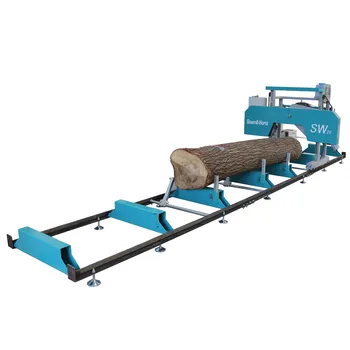 Portable Small Gasoline Band Saw Machine Mobile Horizontal Gantry Wood Slicer Wheeled Motor Sawing Equipment for Cutting