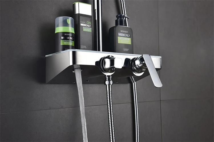 Juego de sistema de columna de ducha de lluvia expuesta con función de 3 vías para baño