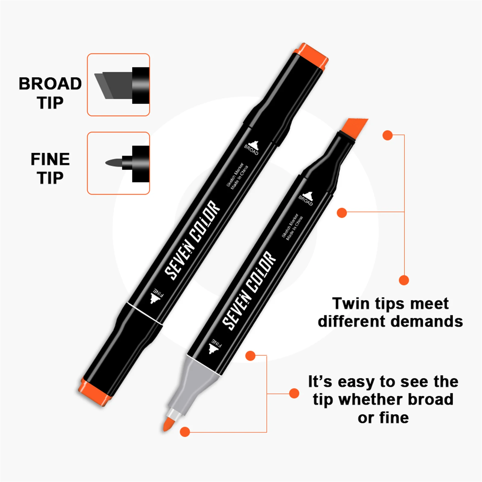 Двойной наконечник, Цветной маркер на спиртовой основе, семицветные фирменные художественные маркеры