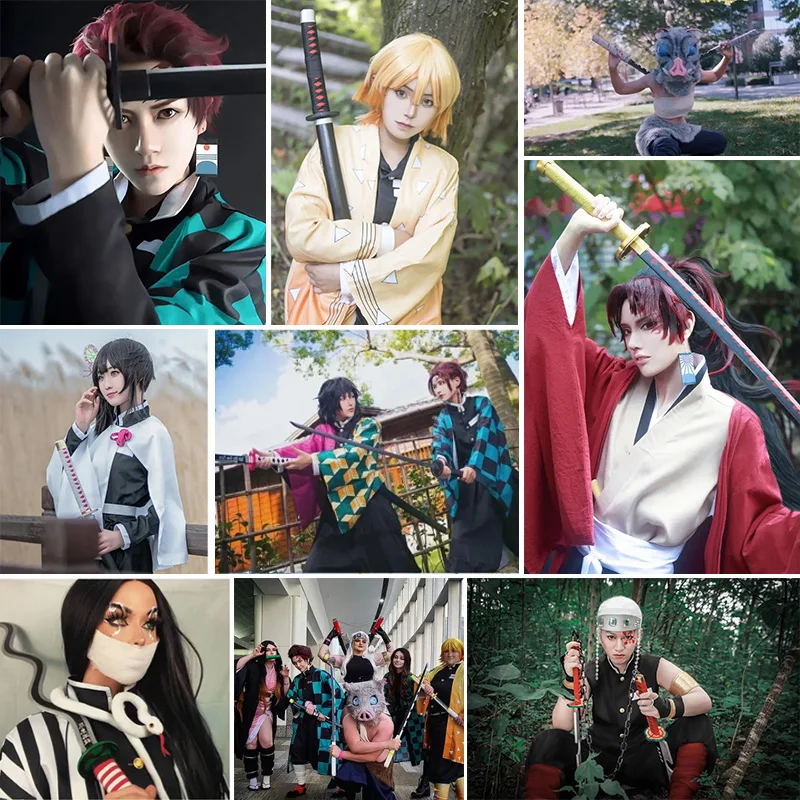 Spada Demon Slayer In Bambù Per Bambini, Cosplay Rengoku Kyoujurou, Lunghezza 76 Cm, Fodero ABS, Sicura
