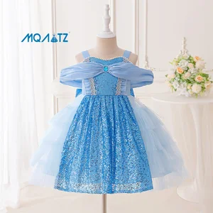 MQATZ Blue Sequin Tutu Costume for Kids Performance Wear for Children's Birthday Party Dress