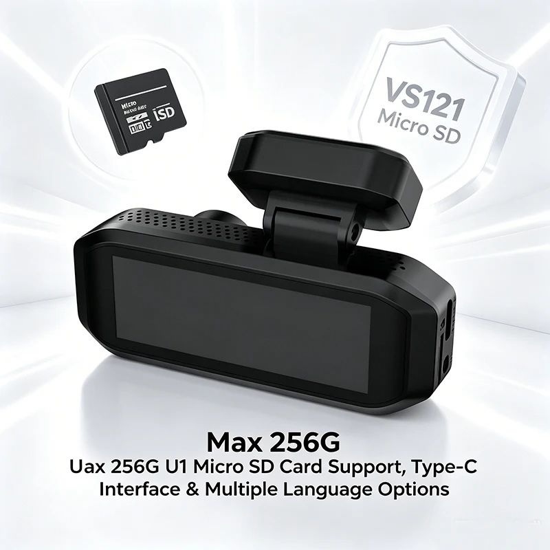 VIEVGUARB VS121 Dash Cam Parking Monitor Loop Recording Night Vision G-Sensor App Control WiFi Dual Lens 4G 2.4G Type-C 256G