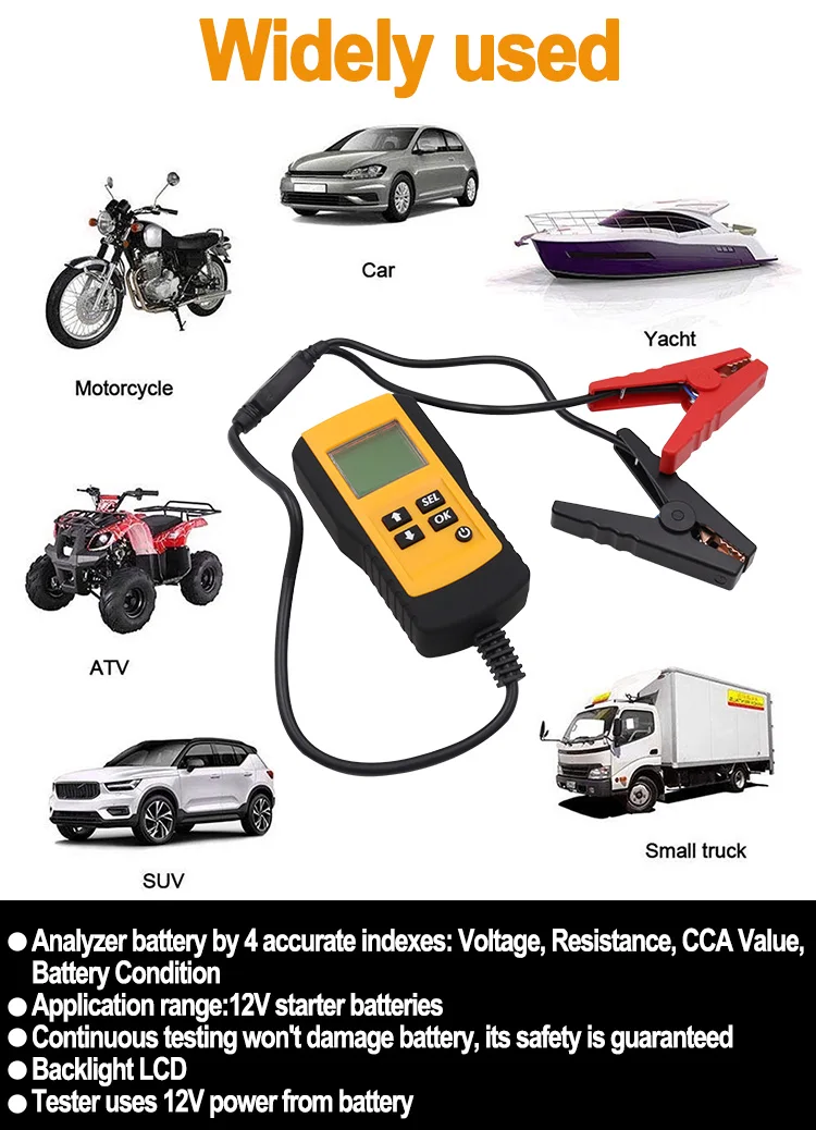 12v Car Battery Tester Digital Automotive Diagnostic Battery Tester Analyzer Vehicle Voltage Ohm 2084