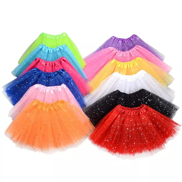 Jupe en Tulle à paillettes scintillantes pour fille, 16 couleurs