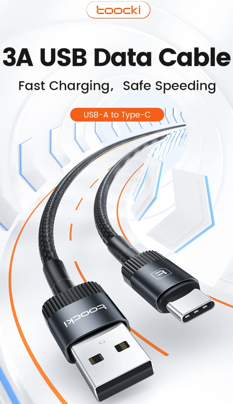Toocki 2024 3a Fast Charging Data Cable Usb To Type C Pd Type-c Adpater ...