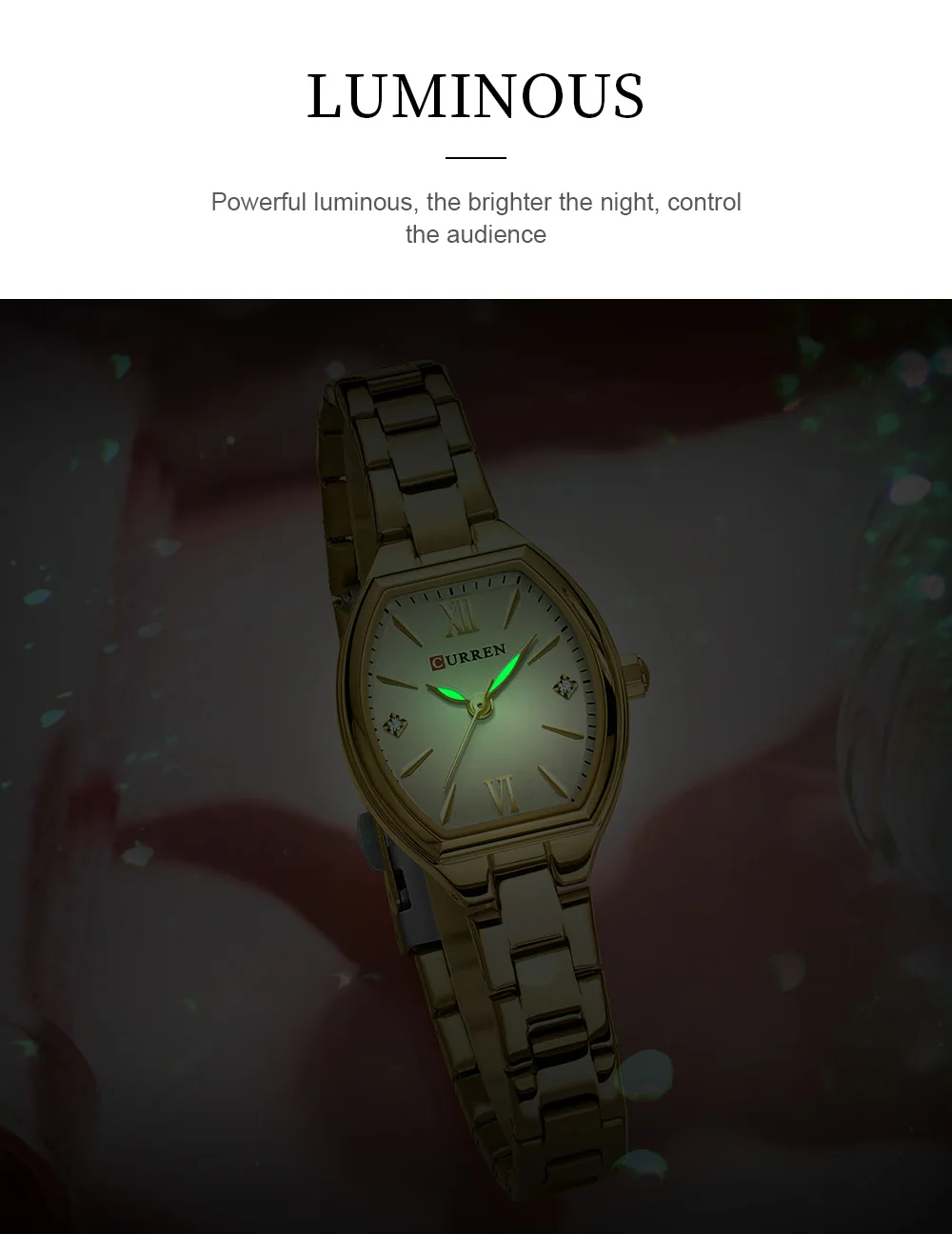 CURREN 9112 Women's Watches Luxury Tonneau Original Top Brand Quartz Watch Waterproof Luminous Hands Femme Wristwatch for Ladies