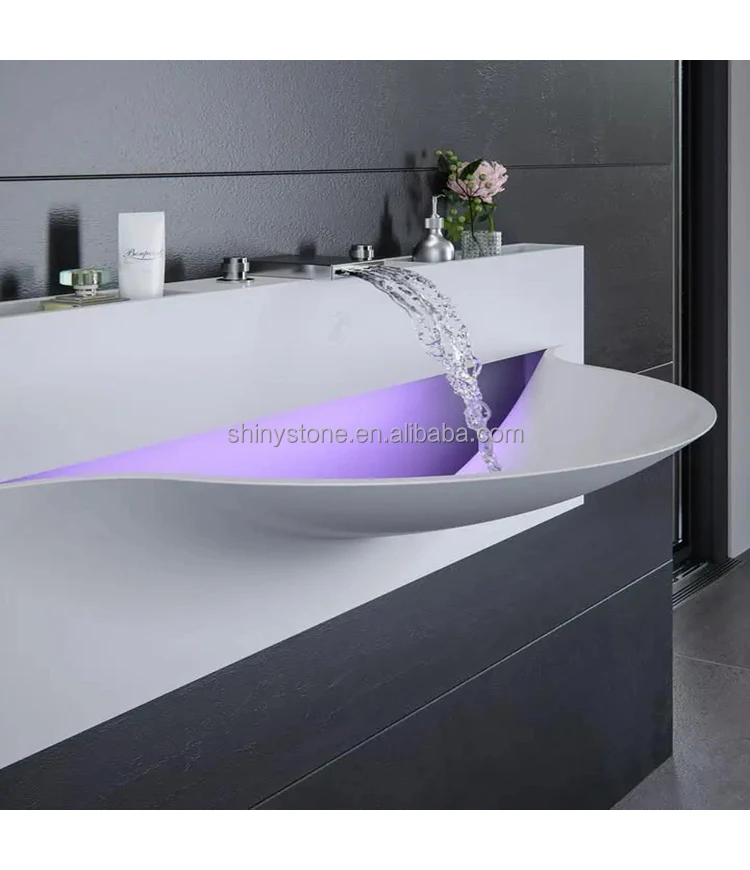 Water Fall Fashion Design Solid Surface Wholesales Wash Hand Basin