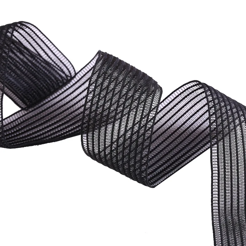 Оптовая продажа черная белая сетчатая эластичная лента ультра мягкая латексная пряжа тесьма