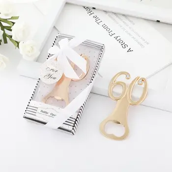Golden Favor Bottle Openers Rhinestones Wedding Anniversary Party Souvenir Gift Keepsake 60th Birthday Gifts for Guest