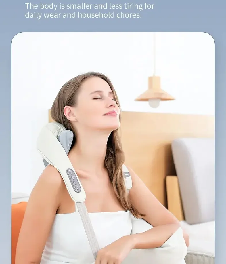 Foreverlily Wireless Neck and Back Massager Neck and Shoulder Kneading Massage Shawl Neck Cervical Relaxing Trapezius Massager