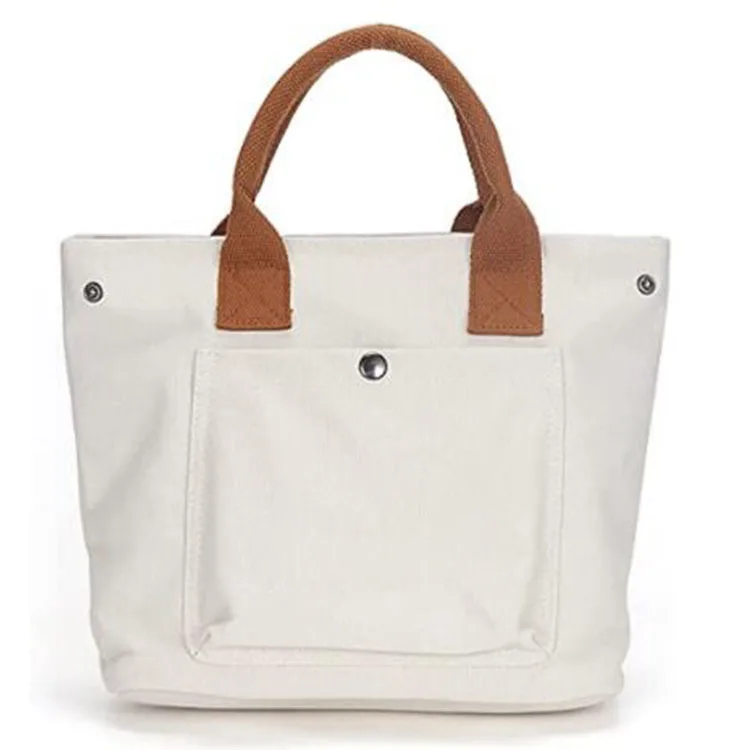 Tote Large Leather Handle Purse Casual Canvas Woman Handbag