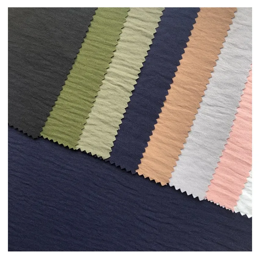 Wrinkle Fabrics Customize Color Plain Dyed 100% Polyester Woven Crinkle CEY Crepe for Clothing Women Free Sample Hebei China