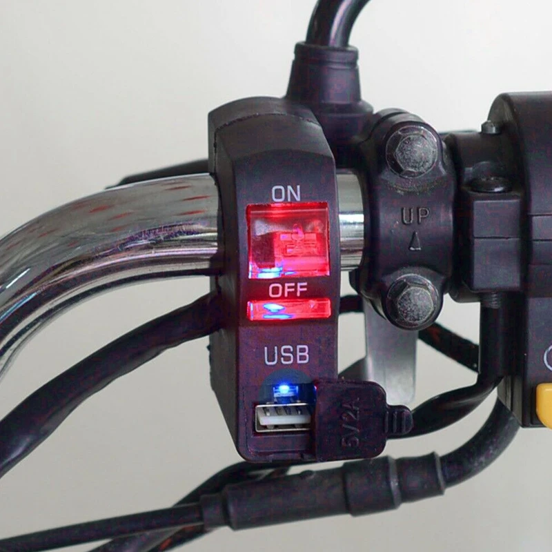 HearxinLED мотоциклетные фары прозрачный Переключатель 12 В светодиодный индикатор мотоциклетное крепление на руль USB зарядное устройство для телефона с