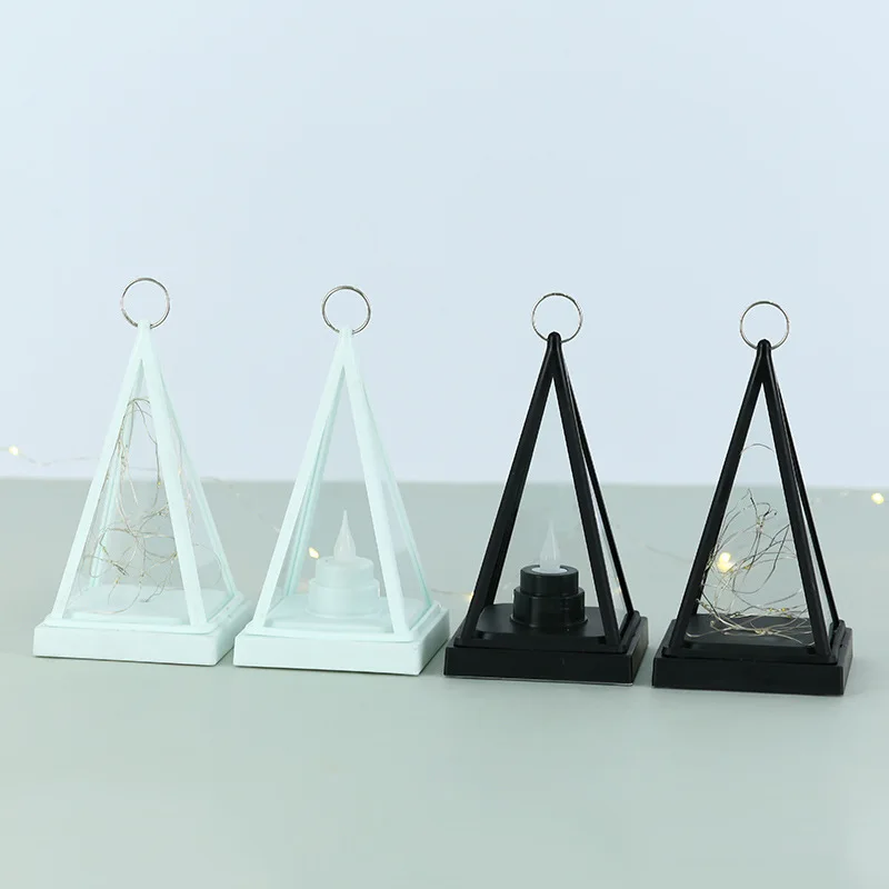 2022 New Design Simple Triangle LED Lantern Party Decorations Night Light Plastic Lantern
