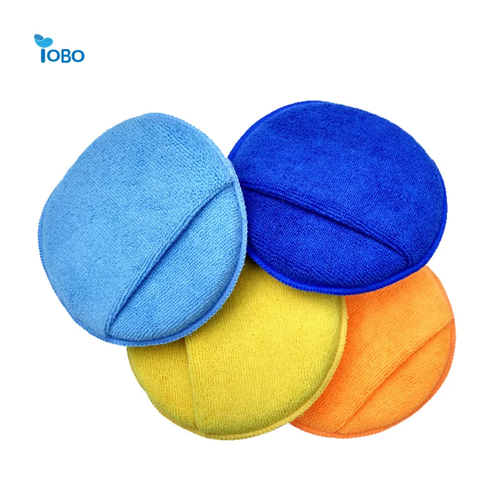 Ультра мягкая микрофибра для мытья автомобиля аппликатор воска круглая губка депиляции с карманом пальцев нанесения восковой буфера