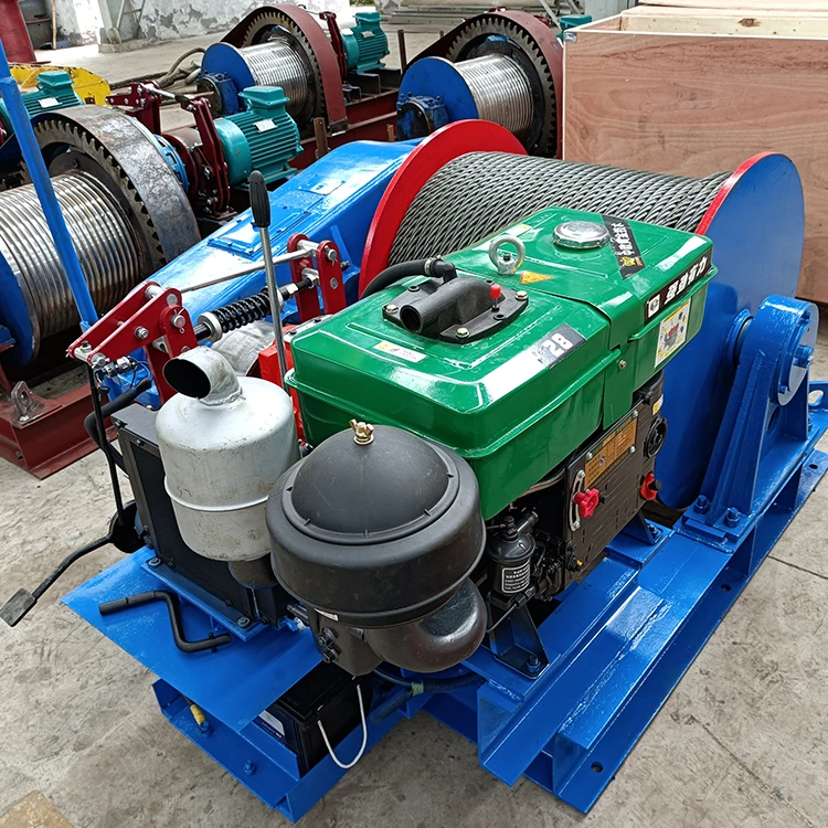 High Speed Diesel Engine Powered Winch 1ton to 20ton with Wire Rope