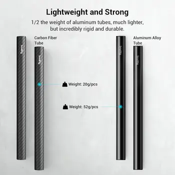 For SmallRig 15mm Carbon Fiber Rod 8-Inch Long Pack of 2 Non-Threaded Stabilizers for 15mm Rod Support System detail image