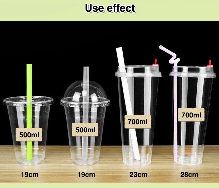 Wholesale Supply Black Transparent Color Thicken Straw Boba Tea 700ml