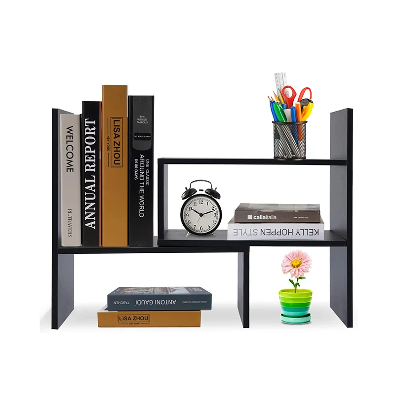 bookshelf that sits on desk