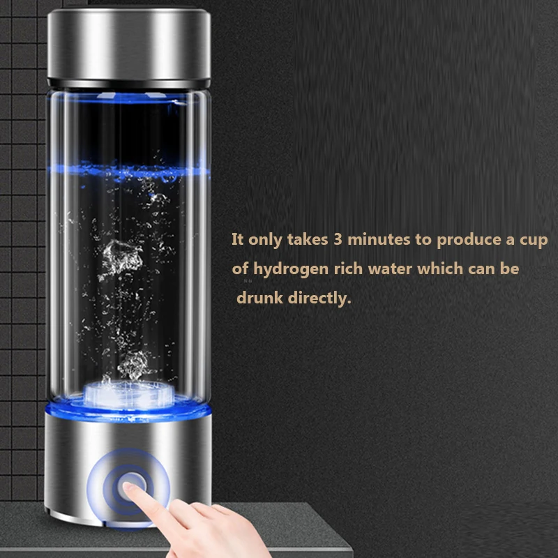 Hotsale 400ML SPE PEM LED Portable No Residual Chlorine Ozone Rich Hydrogen Generator Water Ionizer Bottle