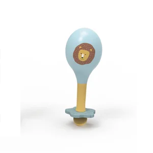 Unisex Montessori Educational Pretend Play Set Nontoxic Wood Maraca & Lion Toy for 2 to 4 Years Kids Safety 36M+ Home Use Toys