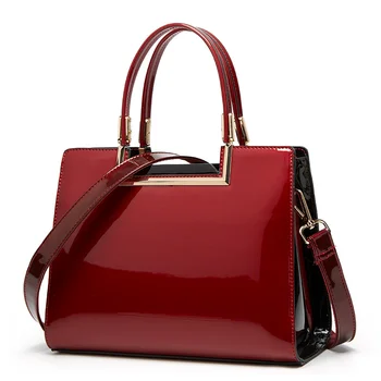 Fashion Top quality ladies elegant tote bag lady glossy patent leather hand bags 2020 purses and handbags for women