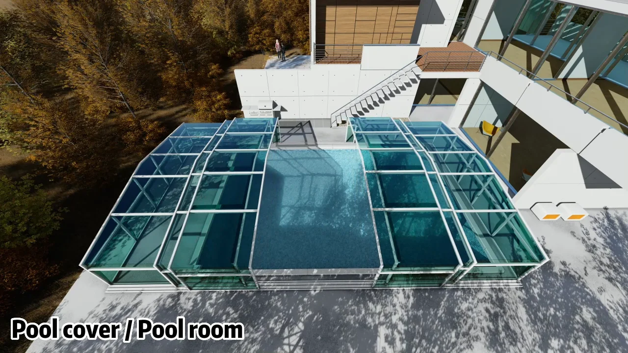 Modern High Quality Roof Swimming Pool Cover Retractable Screen Pool