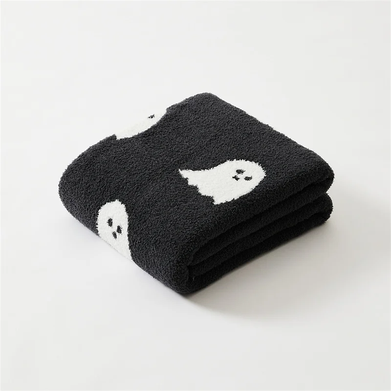 Winter softest plush cute ghost microfiber knitted throw blankets for adults and littles festival home decor YL manufacture