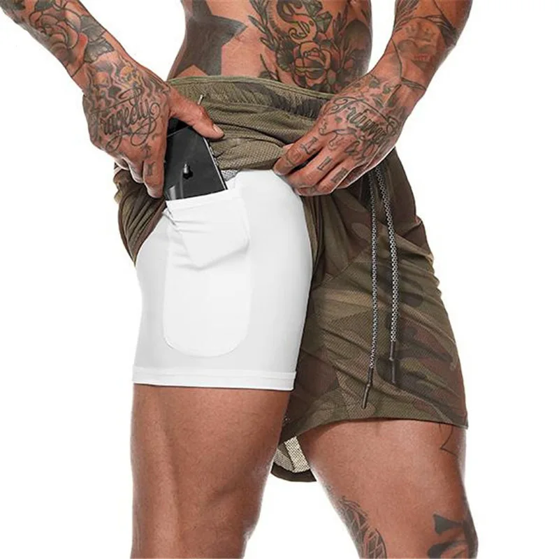Double Layer Jogger Shorts Men Gym Fitness Sets Gyms Fitness Built-in  Pocket Bermuda Quick Dry Beach Shorts Male Sweatpants - Buy Men 2 In 1 Short  Pants,Double Layer Jogger,Male Sweatpants Product on