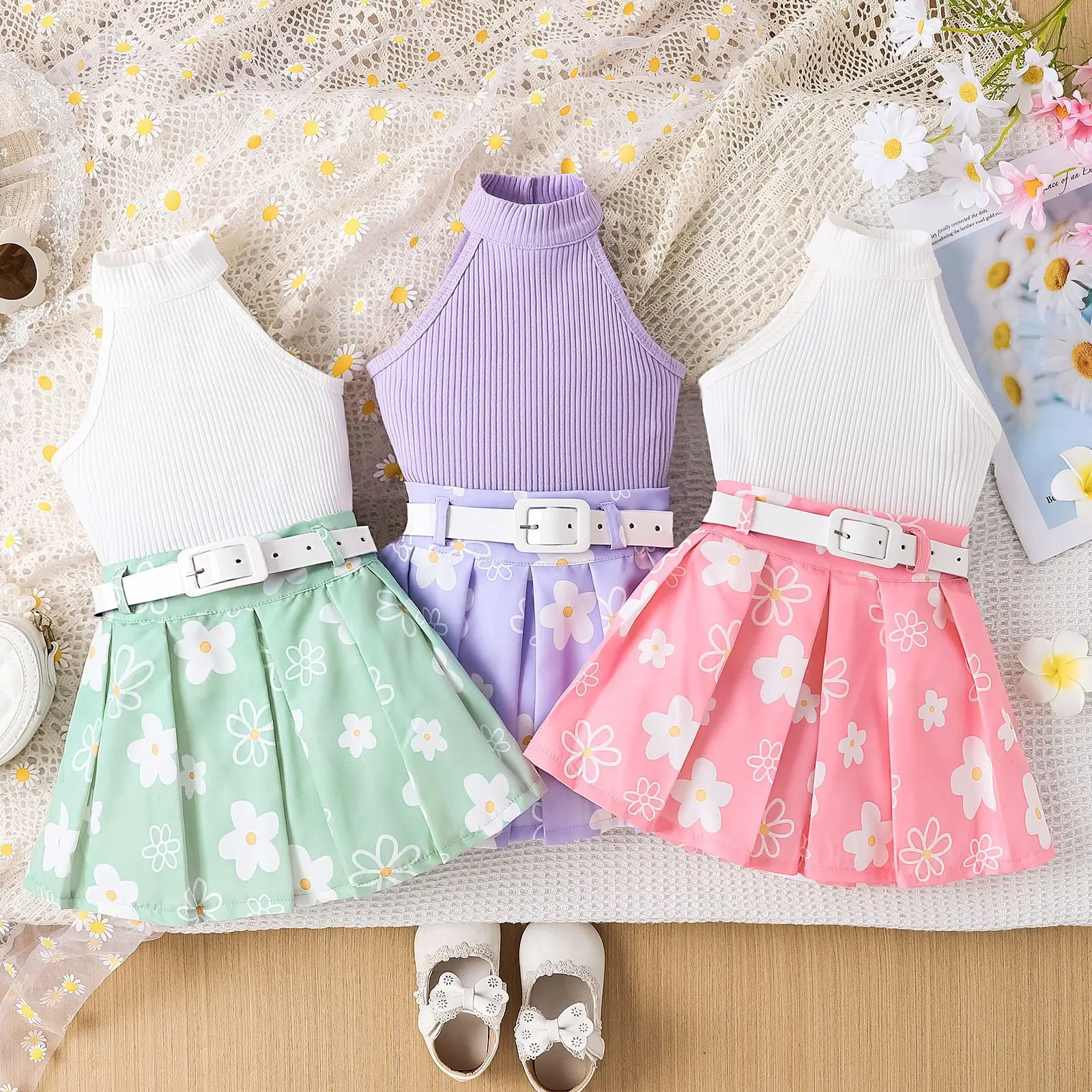 Ms-669 New Girls Baby Fashion Clothes Summer Kids Piece Sets