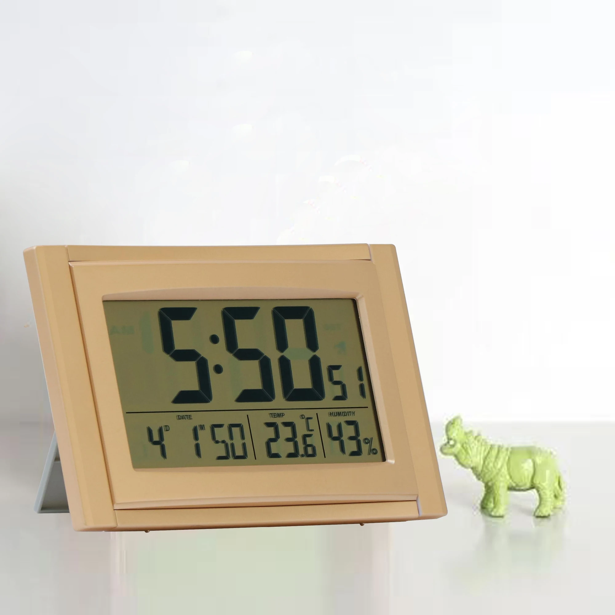 High quality large table clock with thermometer calendar