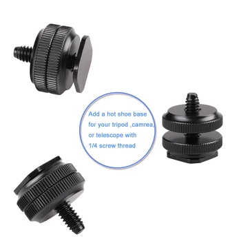 Kaliou 1/4" Single Dual Layer Tripod Mount Screw Flash Hot Shoe Mount Adapter for Camera DSLR Hotshoe Photo Studio Accessory detail image