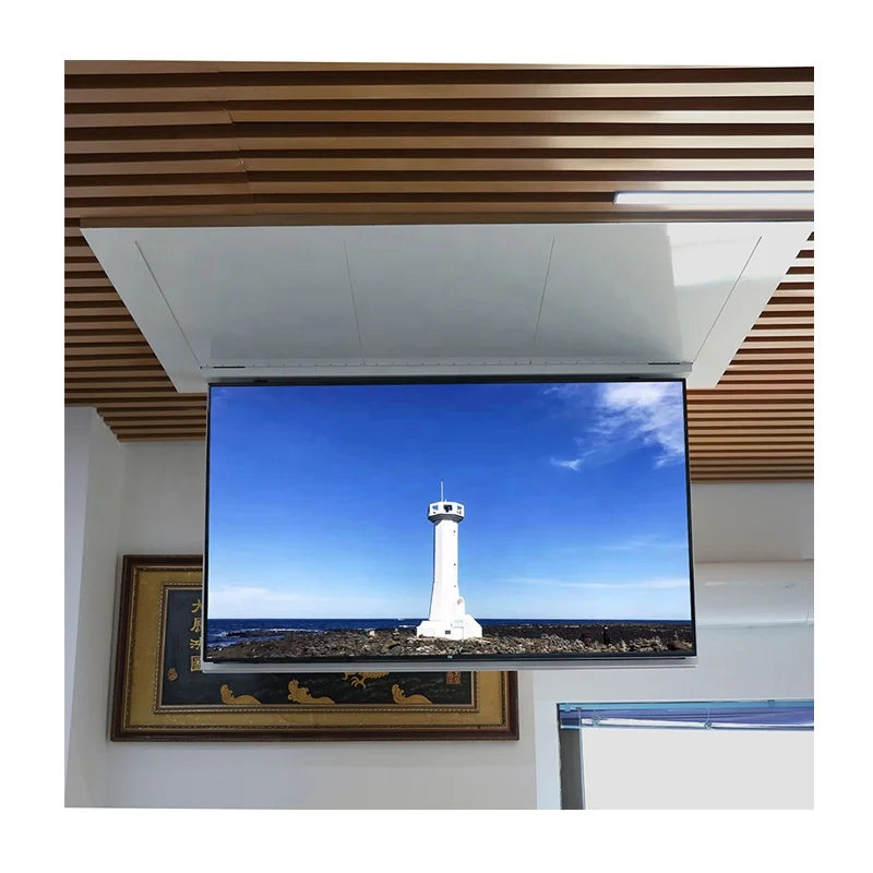 JGST OEM/ODM Retractable Hidden Fold Down Tv Mount Ceiling Drop Down Motorized Tv Lift Stand Mechanism with Remote Control